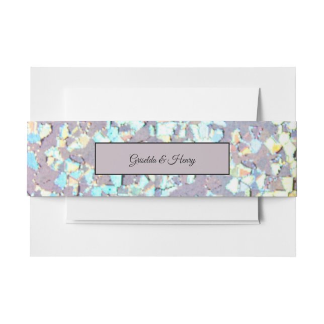 Stylish Elegant Pinkish Glow Silver Faux Glitter Invitation Belly Band (Front Example)