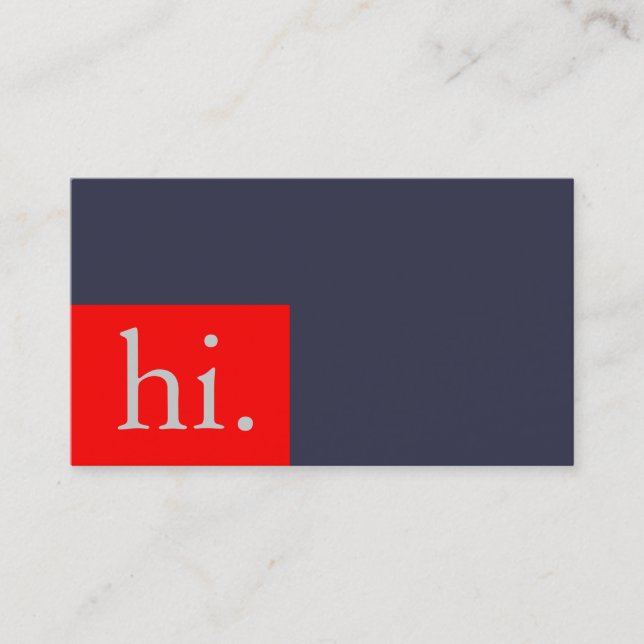 Stylish Elegant Plain Blue Red Trendy Hello Business Card (Front)