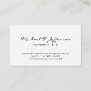 Stylish Elegant Plain Simple White Business Card