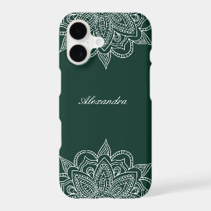 Stylish & Elegant Racing Green White Mandala Lace