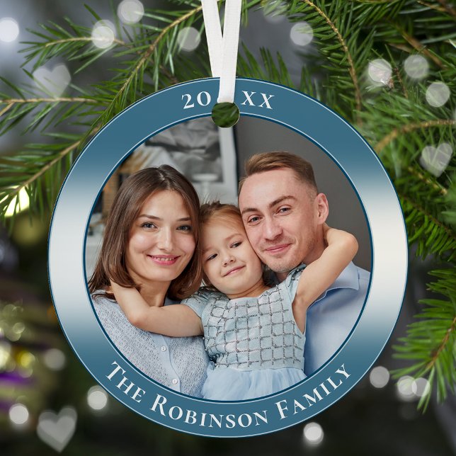Stylish Elegant Regal Two Photo Double Sided Metal Tree Decoration (Creator Uploaded)