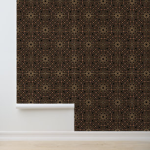  Stylish Elegant Retro Geometric Classy Deco Brown Wallpaper