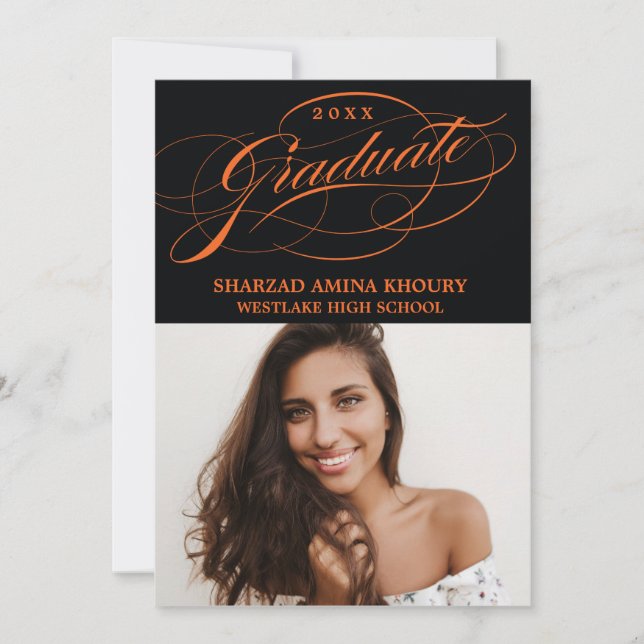 STYLISH ELEGANT SCRIPT 2 GRADUATE PARTY INVITATION (Front)