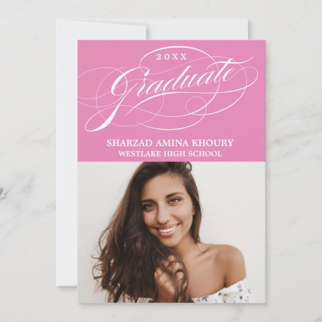 STYLISH ELEGANT SCRIPT 2 GRADUATE PARTY INVITATION (Front)