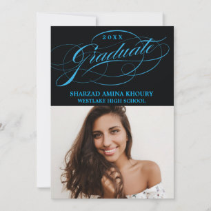 STYLISH ELEGANT SCRIPT 2 GRADUATE PARTY INVITATION