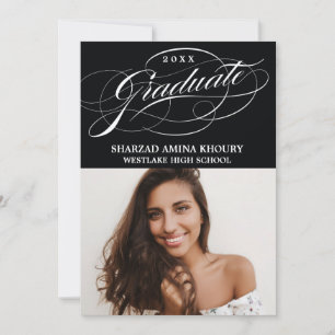 STYLISH ELEGANT SCRIPT 2 GRADUATE PARTY INVITATION