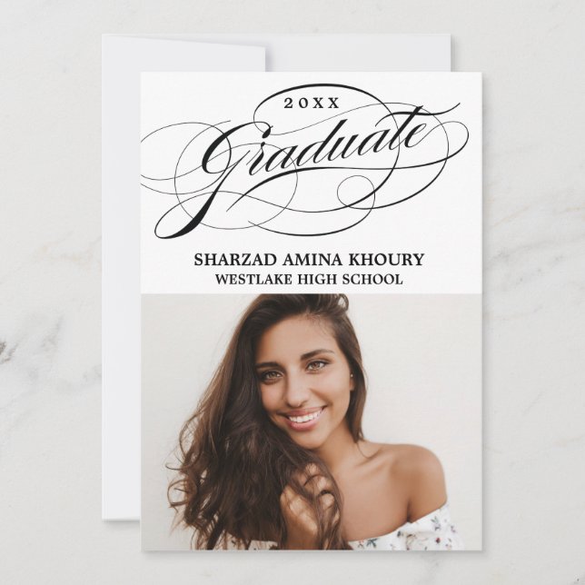 STYLISH ELEGANT SCRIPT 2 GRADUATE PARTY INVITATION (Front)