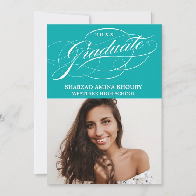 STYLISH ELEGANT SCRIPT 2 GRADUATE PARTY INVITATION (Front)