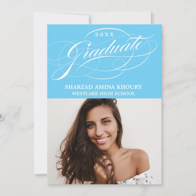 STYLISH ELEGANT SCRIPT 2 GRADUATE PARTY INVITATION (Front)