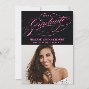 STYLISH ELEGANT SCRIPT 2 GRADUATE PARTY INVITATION