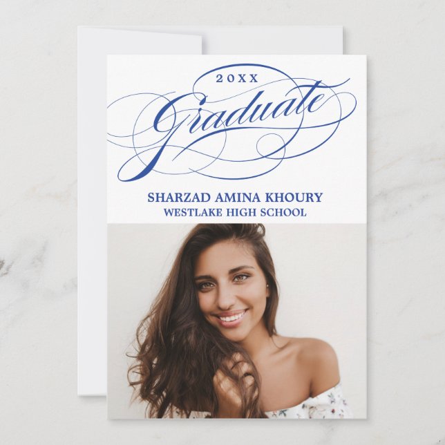 STYLISH ELEGANT SCRIPT 2 GRADUATE PARTY INVITATION (Front)