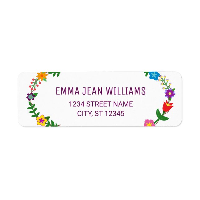 Stylish Elegant Script Flowers Floral Modern Label (Front)