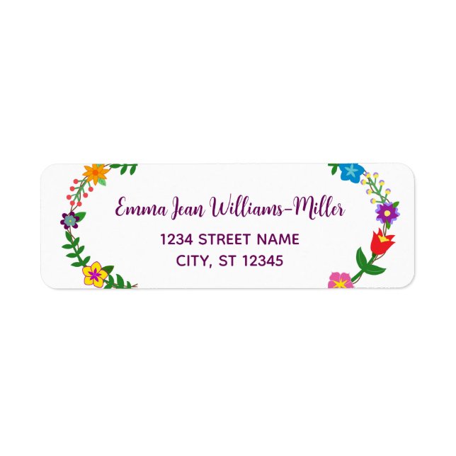 Stylish Elegant Script Flowers Floral Modern Label (Front)