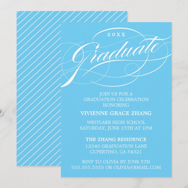 STYLISH ELEGANT SCRIPT GRADUATE PARTY INVITATION (Front/Back)