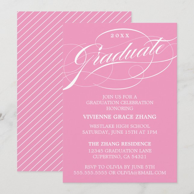 STYLISH ELEGANT SCRIPT GRADUATE PARTY INVITATION (Front/Back)
