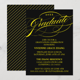 STYLISH ELEGANT SCRIPT GRADUATE PARTY INVITATION