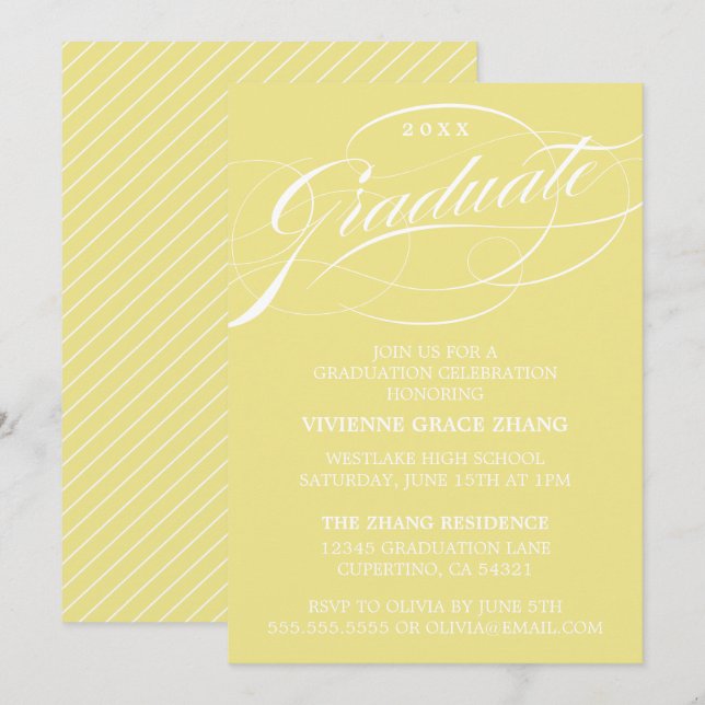 STYLISH ELEGANT SCRIPT GRADUATE PARTY INVITATION (Front/Back)