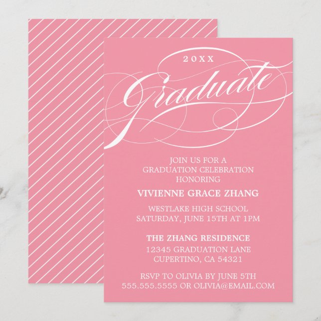 STYLISH ELEGANT SCRIPT GRADUATE PARTY INVITATION (Front/Back)