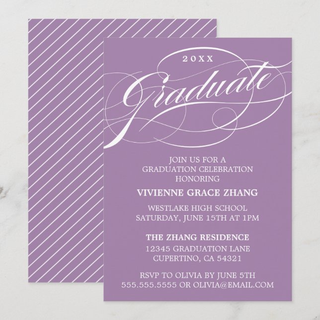 STYLISH ELEGANT SCRIPT GRADUATE PARTY INVITATION (Front/Back)