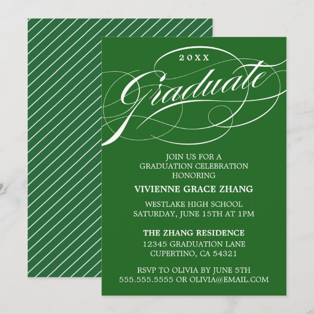 STYLISH ELEGANT SCRIPT GRADUATE PARTY INVITATION (Front/Back)