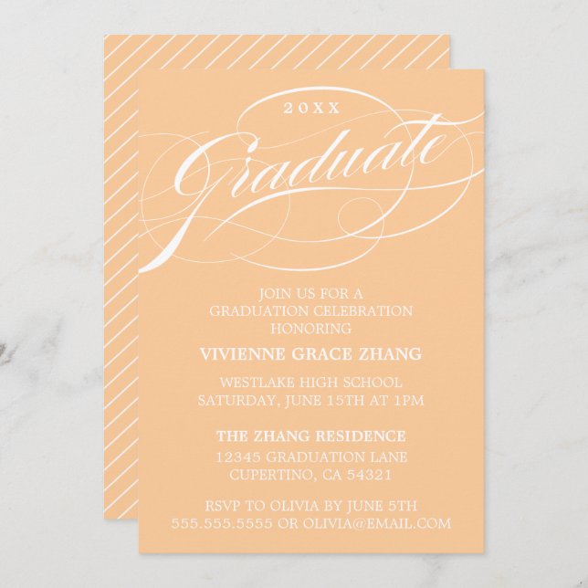 STYLISH ELEGANT SCRIPT GRADUATE PARTY INVITATION (Front/Back)
