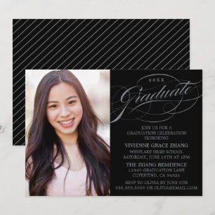 STYLISH ELEGANT SCRIPT GRADUATE PARTY INVITATION