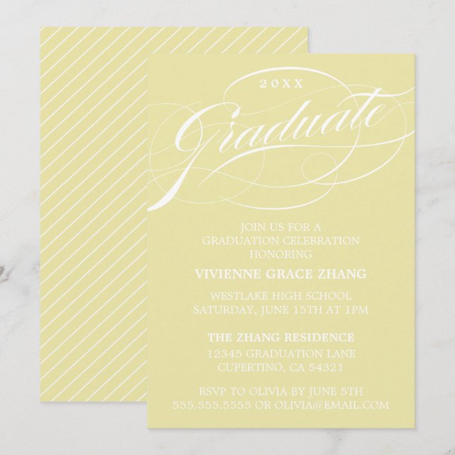 STYLISH ELEGANT SCRIPT GRADUATE PARTY INVITATION (Front/Back)