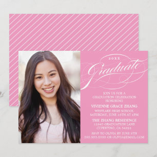 STYLISH ELEGANT SCRIPT GRADUATE PARTY INVITATION