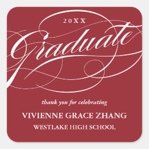 STYLISH ELEGANT SCRIPT GRADUATE THANK YOU STICKER
