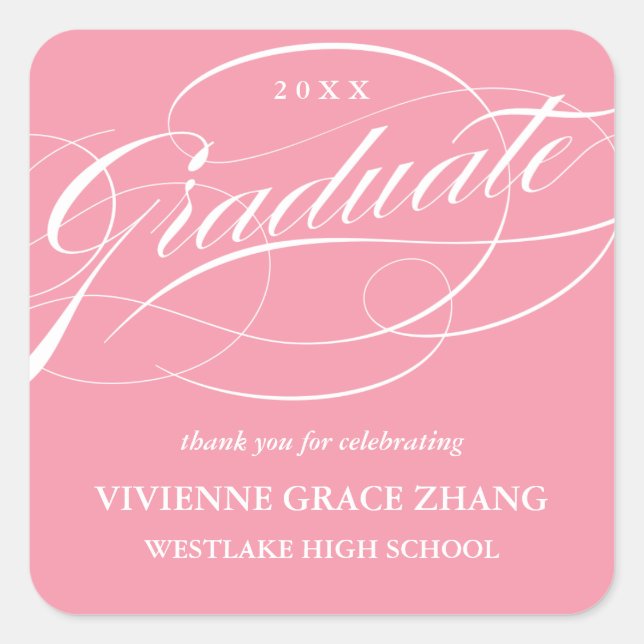 STYLISH ELEGANT SCRIPT GRADUATE THANK YOU STICKER (Front)