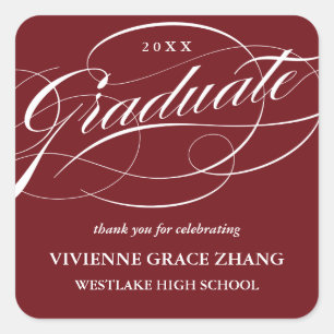 STYLISH ELEGANT SCRIPT GRADUATE THANK YOU STICKER