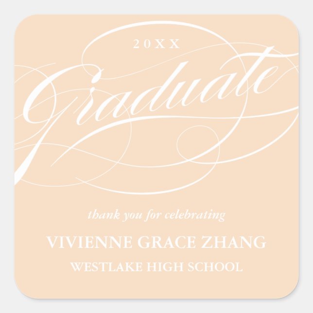 STYLISH ELEGANT SCRIPT GRADUATE THANK YOU STICKER (Front)