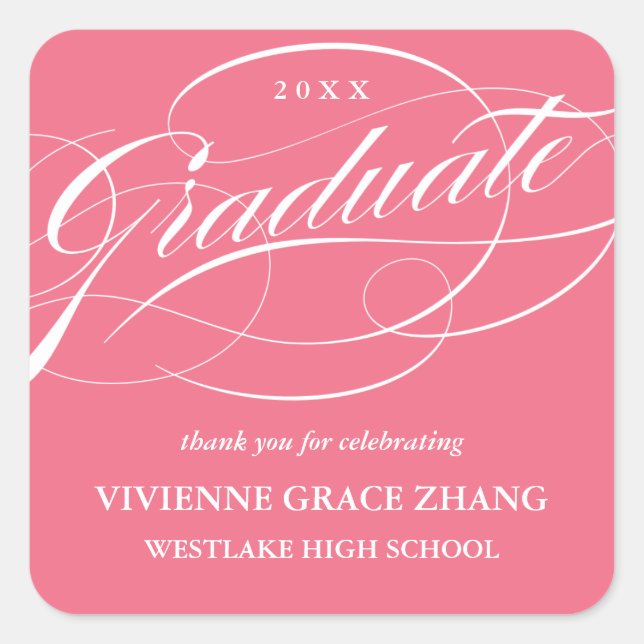 STYLISH ELEGANT SCRIPT GRADUATE THANK YOU STICKER (Front)