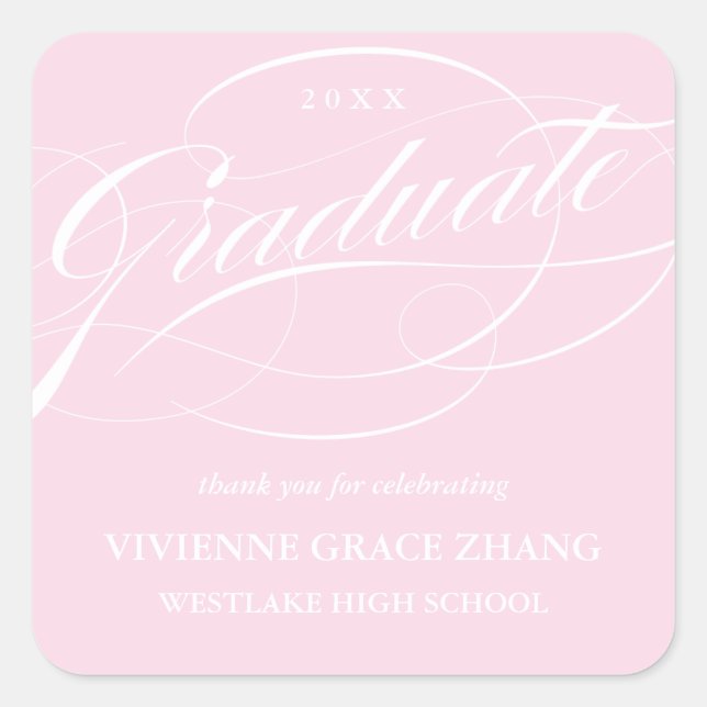 STYLISH ELEGANT SCRIPT GRADUATE THANK YOU STICKER (Front)