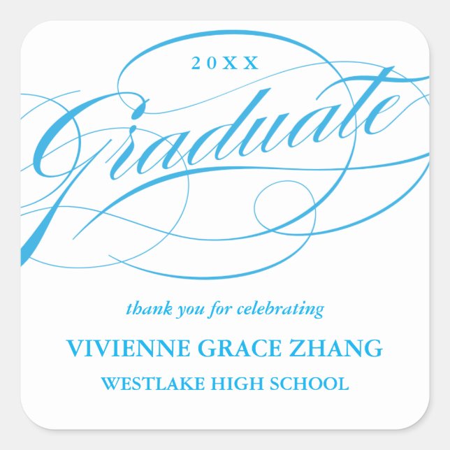 STYLISH ELEGANT SCRIPT GRADUATE THANK YOU STICKER (Front)