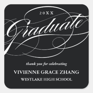 STYLISH ELEGANT SCRIPT GRADUATE THANK YOU STICKER