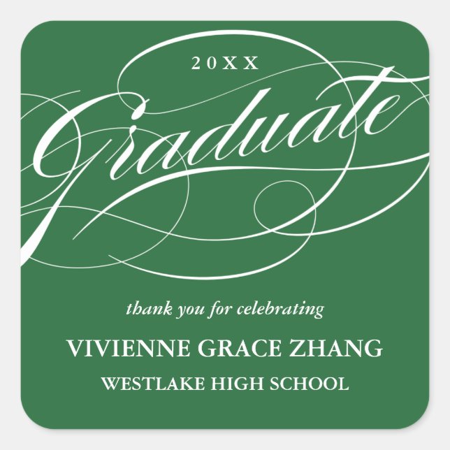 STYLISH ELEGANT SCRIPT GRADUATE THANK YOU STICKER (Front)