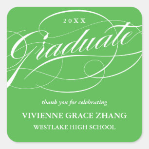 STYLISH ELEGANT SCRIPT GRADUATE THANK YOU STICKER