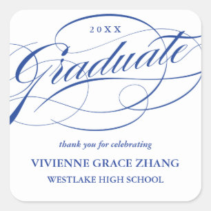 STYLISH ELEGANT SCRIPT GRADUATE THANK YOU STICKER