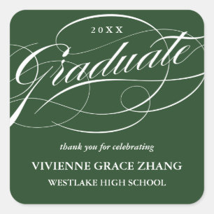 STYLISH ELEGANT SCRIPT GRADUATE THANK YOU STICKER