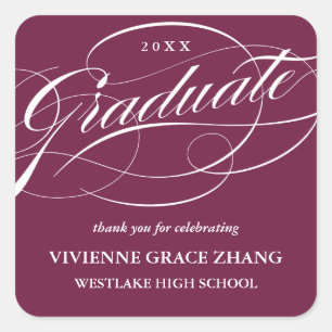 STYLISH ELEGANT SCRIPT GRADUATE THANK YOU STICKER