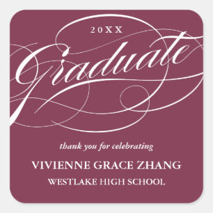 STYLISH ELEGANT SCRIPT GRADUATE THANK YOU STICKER