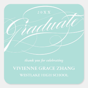 STYLISH ELEGANT SCRIPT GRADUATE THANK YOU STICKER