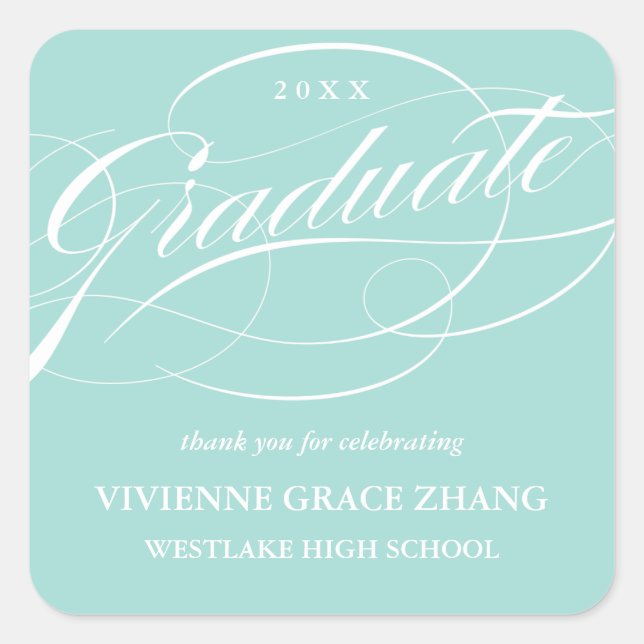 STYLISH ELEGANT SCRIPT GRADUATE THANK YOU STICKER (Front)