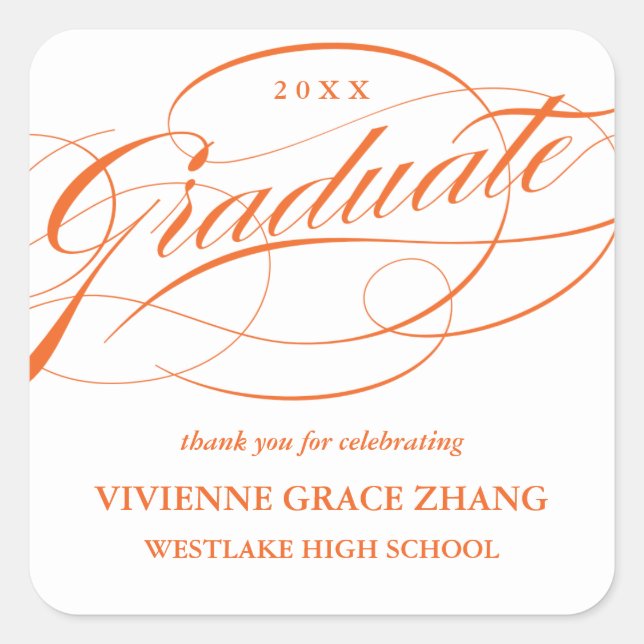 STYLISH ELEGANT SCRIPT GRADUATE THANK YOU STICKER (Front)