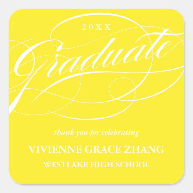 STYLISH ELEGANT SCRIPT GRADUATE THANK YOU STICKER (Front)