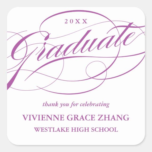 STYLISH ELEGANT SCRIPT GRADUATE THANK YOU STICKER (Front)