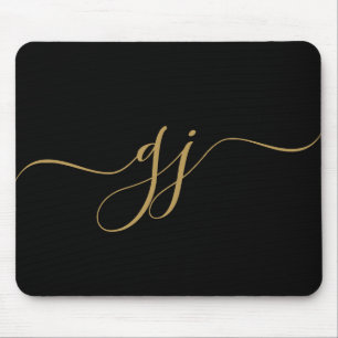 Stylish Elegant Script Initial Gold Monogram Mouse Mat