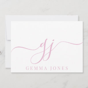 Stylish Elegant Script Initial Pink Monogram Card