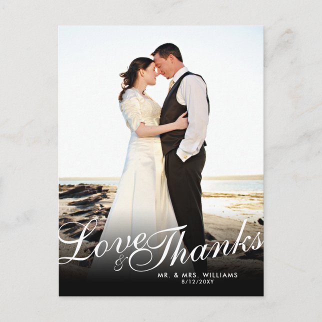 Stylish Elegant Script Modern Love Thanks Postcard (Front)